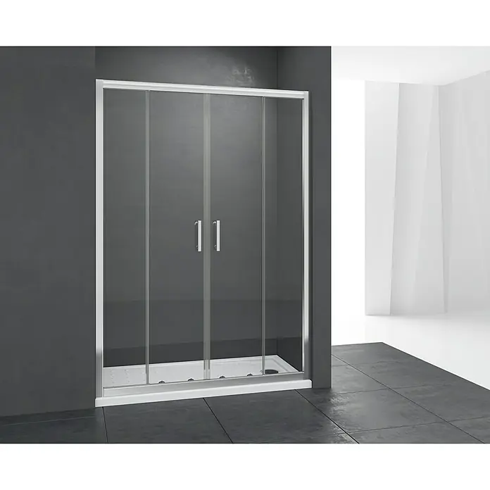 Mampara de ducha frontal Chloe 2P - An x Al: 180 x 195 cm, Vidrio transparente, 5 mm, Cromo