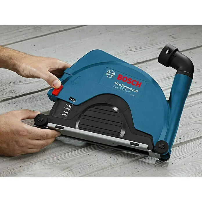 Bosch Professional Dispositivo de aspiración GDE 230 FC-S - Específico para: Amoladora angular Bosch serie GWS con Ø 230 mm - Primer plano