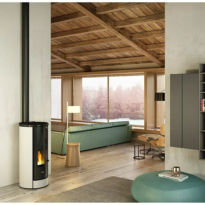 FreePoint Pelletofen Breeze Airtight - 2,4 kW - 9,1 kW, Raumheizvermögen: 218,4 m³, Weiß - Stimmungsaufnahme