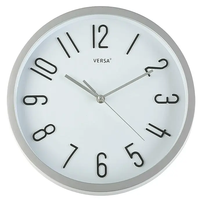 Reloj de pared redondo Plat - Plateado, Diámetro: 30 cm