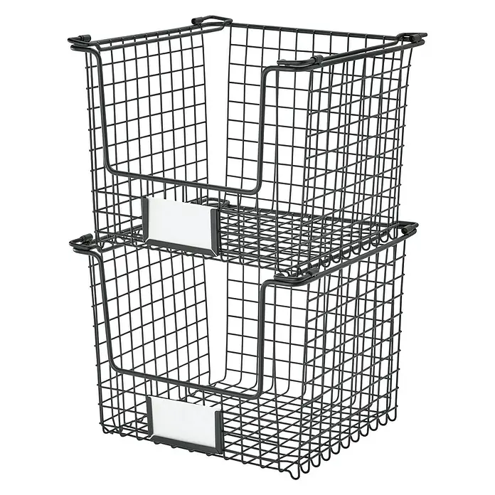 Cesto de alambre Classico apilable - L x An x Al: 25,4 x 25,4 x 19,7 cm, Negro