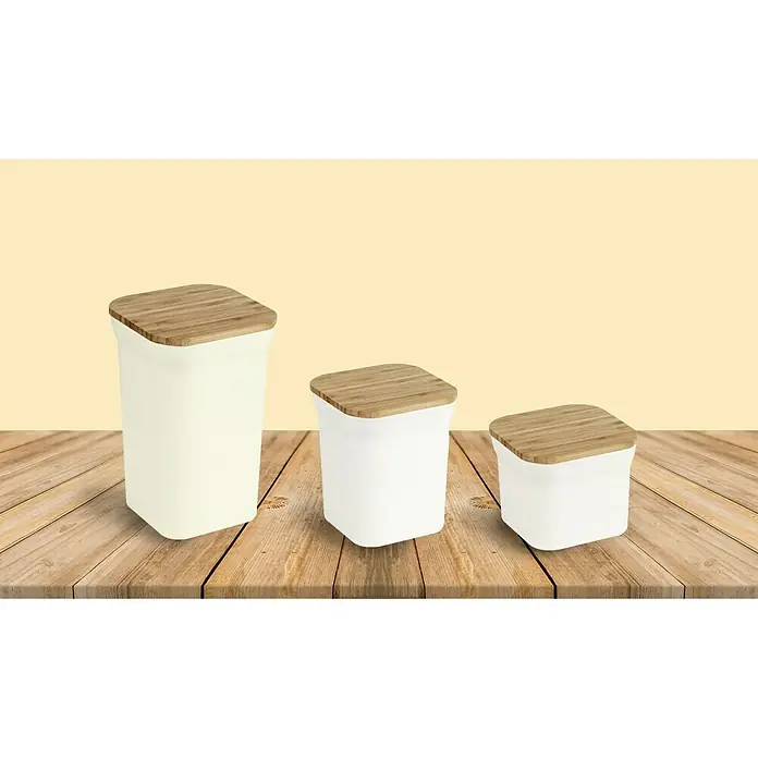 Jocca Bote de cocina S - L x An x Al: 11,6 x 11,6 x 9,6 cm, Bambú, Beige
