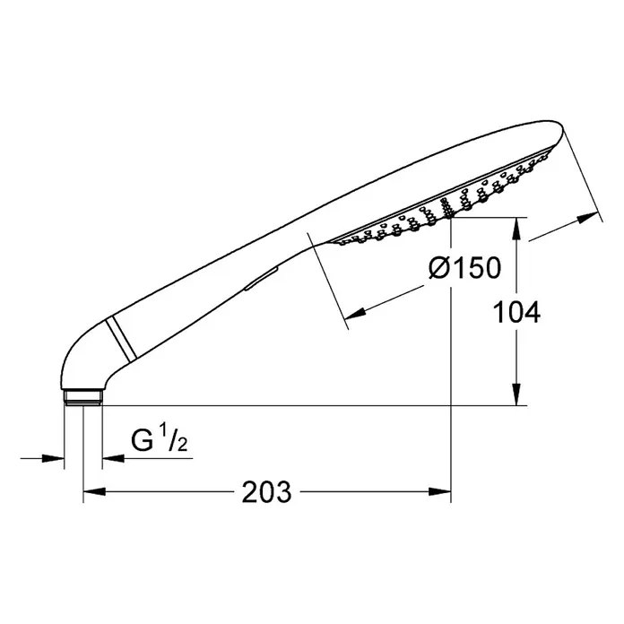 Grohe Handbrause Rainshower Solo 150 - Anzahl Funktionen: 2 Stk., Durchmesser: 15 cm, Chrom - Vorderansicht