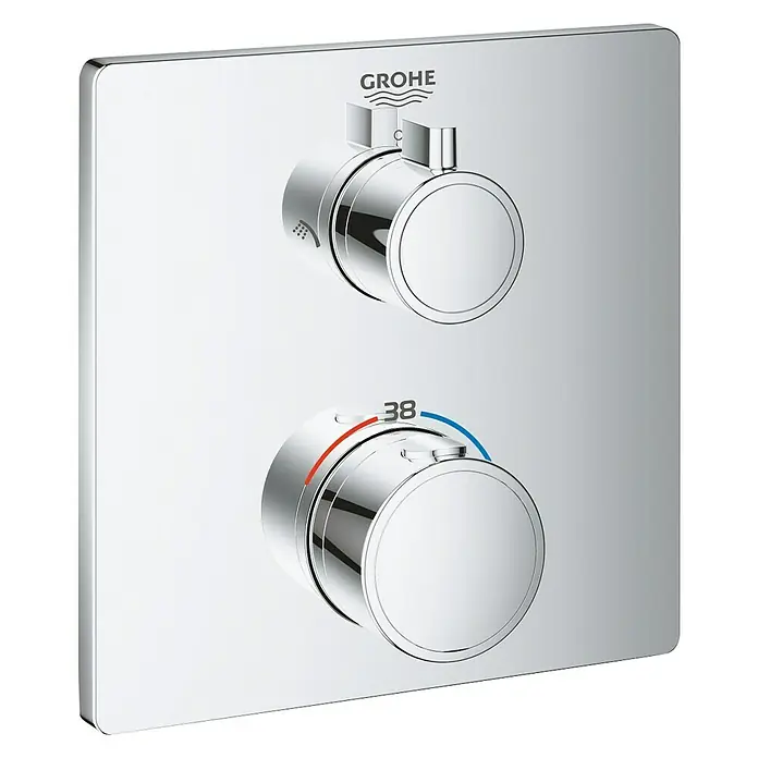 Grohe Inbouwthermostaatkraan Grohtherm - Hoekig, Glanzend - Vooraanzicht