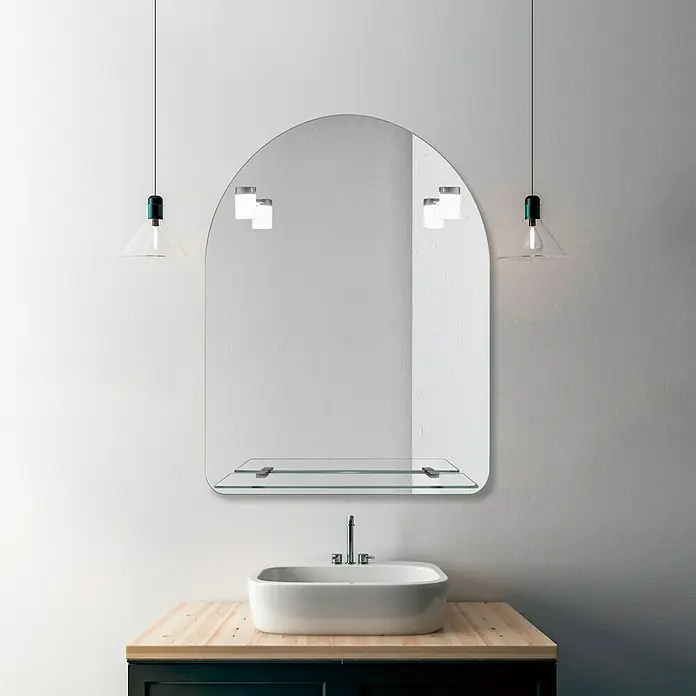 Camargue Espejo con luz LED Venecia - An x Al: 60 x 75 cm, Estante de vidrio