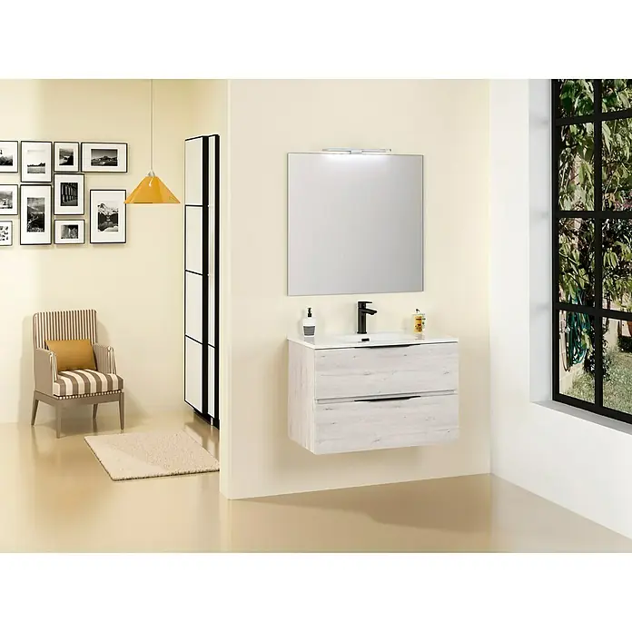Conjunto de mueble de baño Bruna Slim - 70 cm, 3 piezas, Gris plata, Mate