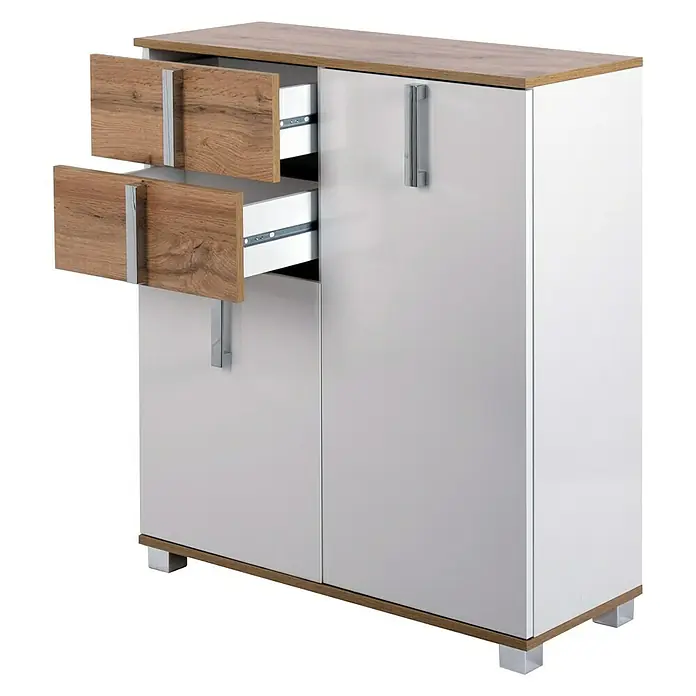Schildmeyer Luca Unterschrank - 81 x 32 x 95 cm, Weiß/Wotaneiche - Detailaufnahme