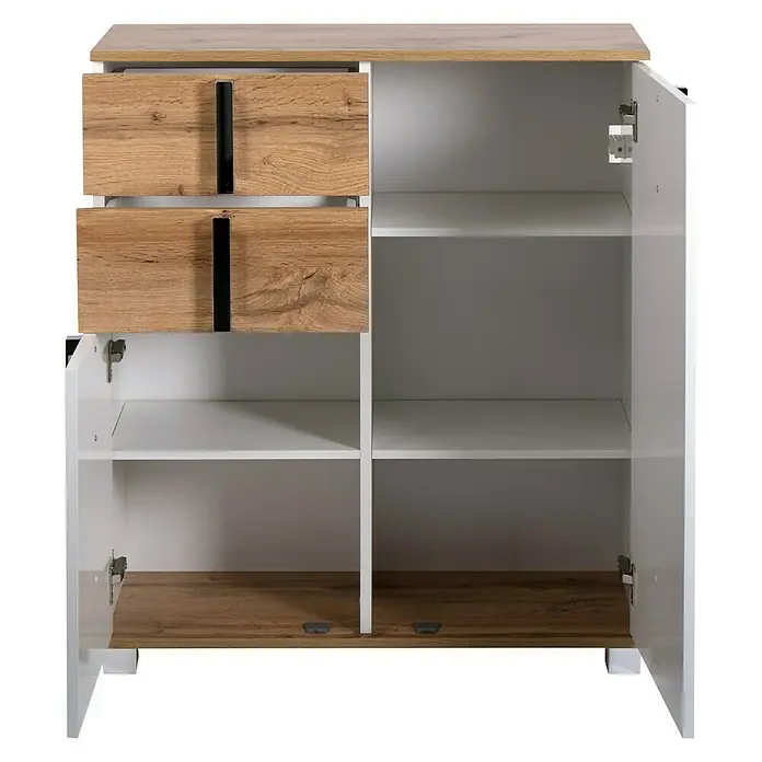 Schildmeyer Luca Unterschrank - 81 x 32 x 95 cm, Weiß/Wotaneiche - Detailaufnahme