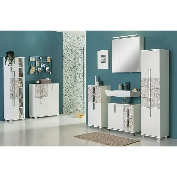 Schildmeyer Luca Unterschrank - 40 x 32 x 95 cm, Weiß/Mexicograu - Stimmungsaufnahme