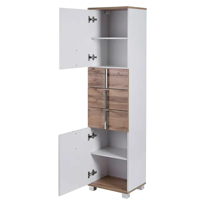 Schildmeyer Luca Hochschrank - 40 x 32 x 174 cm, Weiß/Wotaneiche - Detailaufnahme