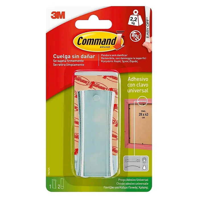 3M Command Colgador adhesivo 17047 - 1 ud., Plástico, Blanco