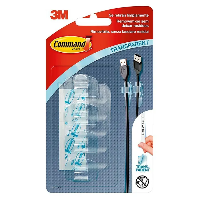 3M Command Colgador adhesivo 17017CLR - 4 ud., Plástico, Transparente