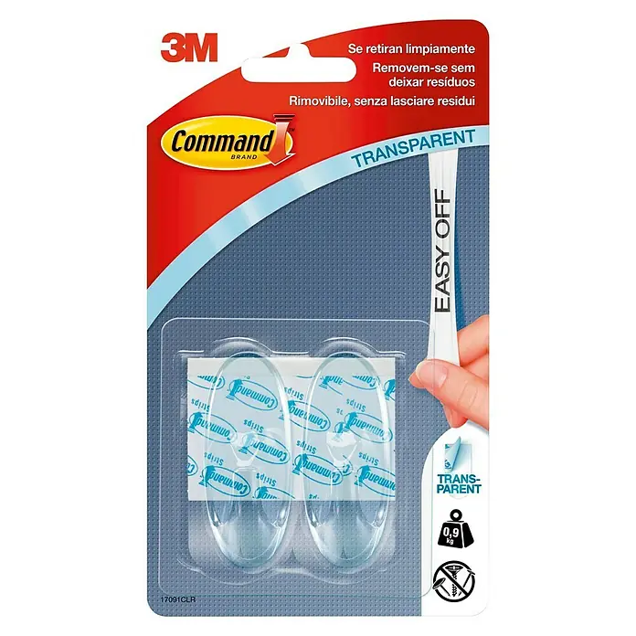 3M Command Colgador adhesivo 17091CLR - 2 ud., Plástico, Transparente