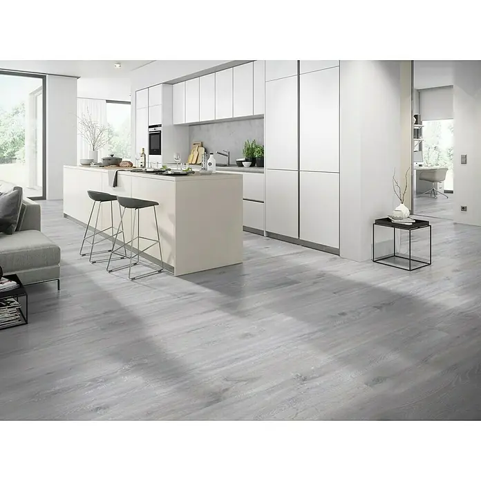 Classen Vinylboden GreenVinyl Eiche gekalkt Grau - 1.290 x 173 x 4 mm, Landhausdiele - Stimmungsaufnahme