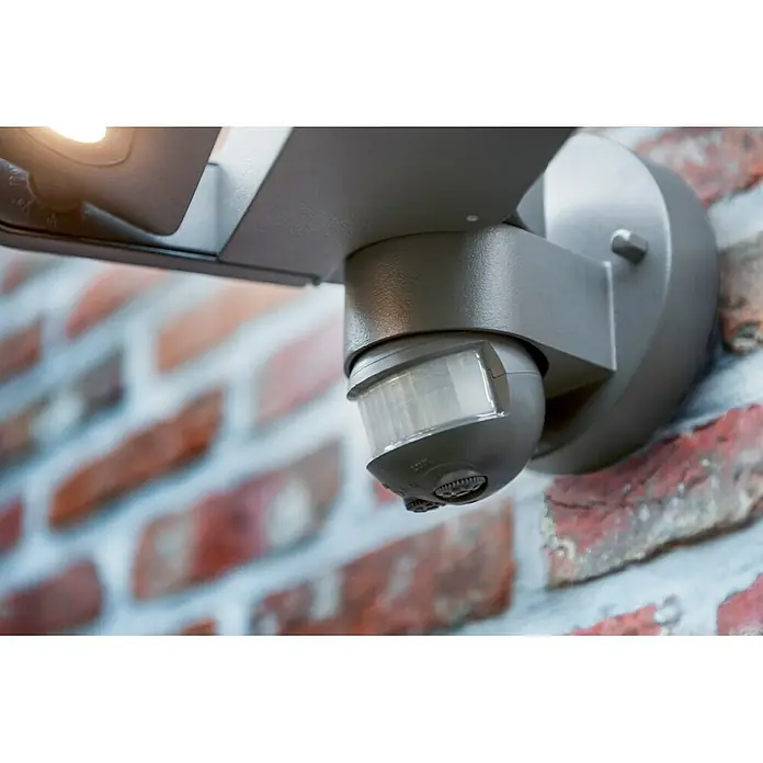 Lutec Proyector LED con sensor - 9 W, L x An x Al: 23 x 23 x 13,5 cm, Gris, Blanco neutro