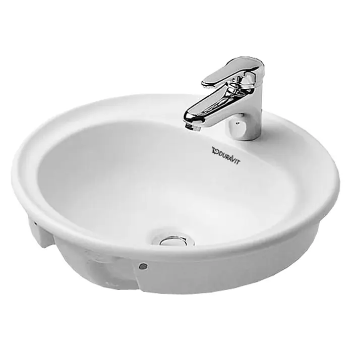 Duravit Waschschale Manua - Durchmesser: 48 cm, Ohne Spezialglasur, Hahnloch: Mitte, Mit Überlauf, Weiß - Vorderansicht