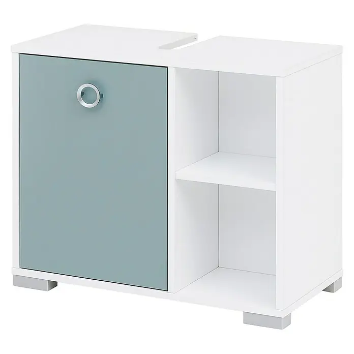 Schildmeyer Kimi Waschtischunterschrank - 65 x 33 x 58 cm, Weiß, Taubenblau - Rechte Seitenansicht
