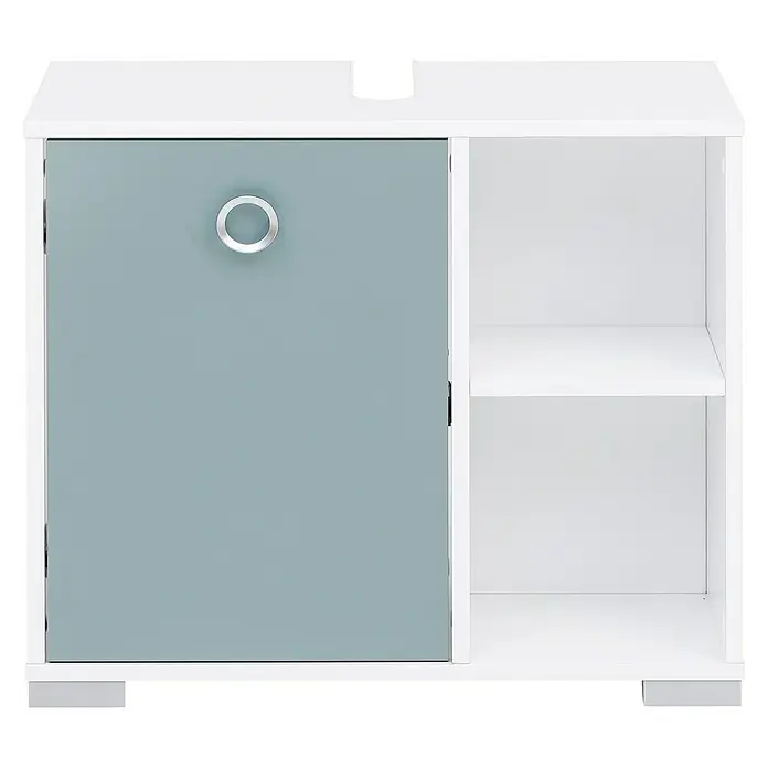 Schildmeyer Kimi Waschtischunterschrank - 65 x 33 x 58 cm, Weiß, Taubenblau - Vorderansicht
