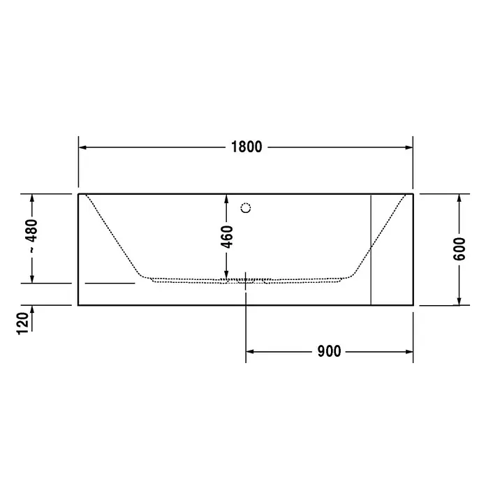 Duravit Happy D.2 Badewanne - 180 x 80 cm, Raumecke Links, Sanitäracryl, Weiß - Vorderansicht