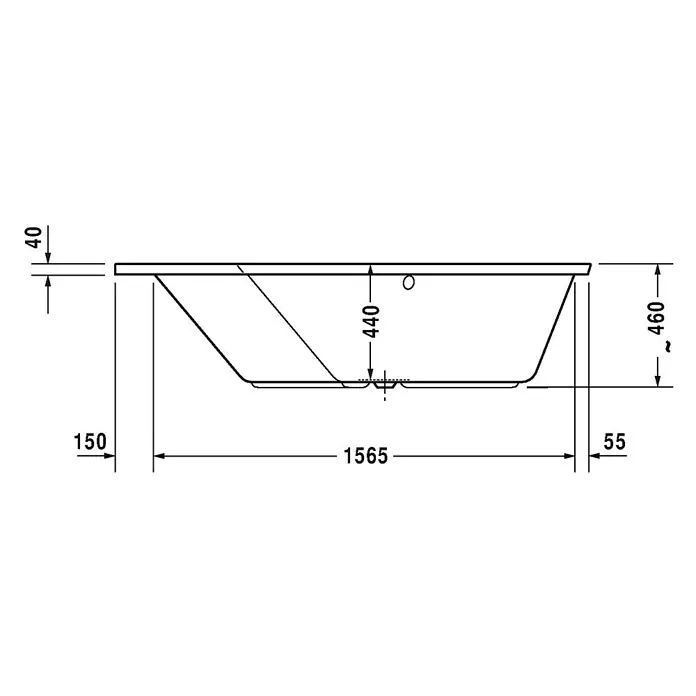 Duravit Badewanne Paiova 5 - 177 x 130 cm, Raumecke Links, Sanitäracryl, Weiß - Vorderansicht