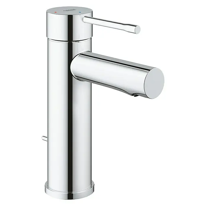 Grohe Essence New Waschtischarmatur S-Size - Chrom, Mit Zugstange, L-Auslauf - Vorderansicht