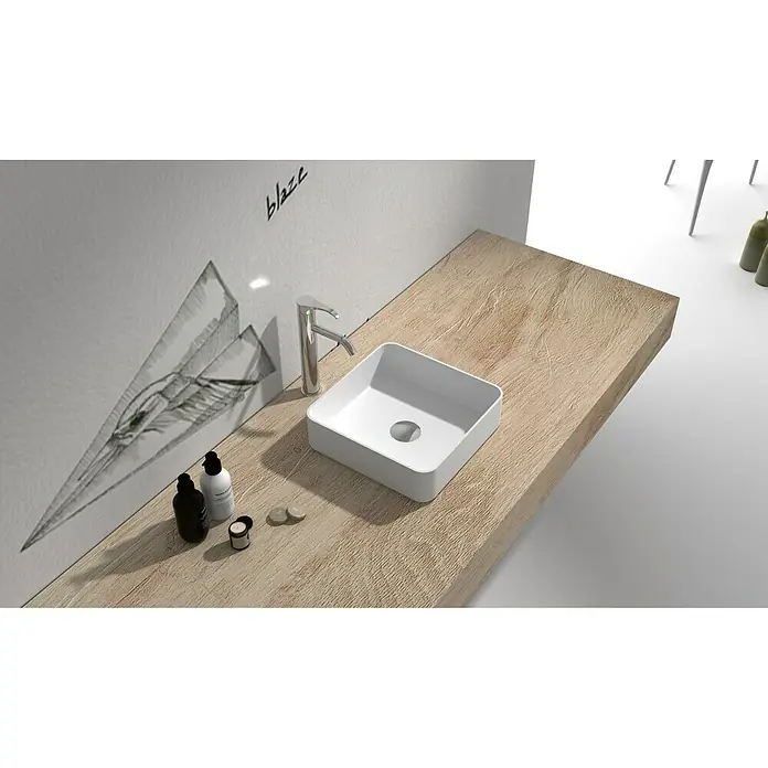 Camargue Lavabo Molí - 38 x 38 cm, Con esmalte antibacteriano, Blanco