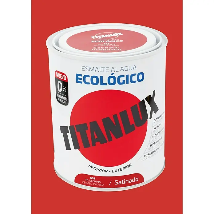 Titanlux Esmalte de color Eco rojo chino - 250 ml, Satinado