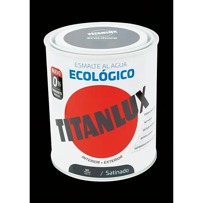 Titanlux Esmalte de color Eco - Negro, 250 ml, Satinado