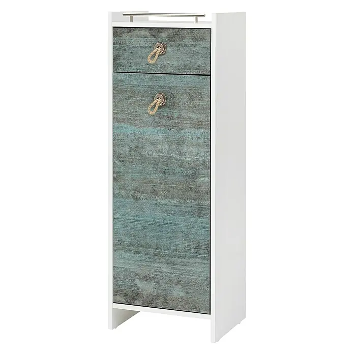 Schildmeyer Sailor Highboard - 40 x 33 x 114 cm, Weiß, Patina - Rechte Seitenansicht