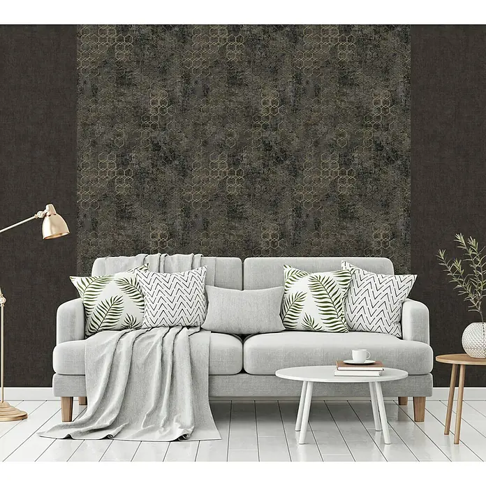 AS Creation New Walls Vliestapete Grafik - Anthrazit/Gold, Grafisch, 10,05 x 0,53 m - Stimmungsaufnahme