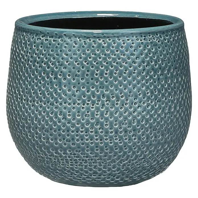 Cubremaceta redondo Gabriel - Dimensiones externas (Ø x Al): 16 x 14 cm, Azul
