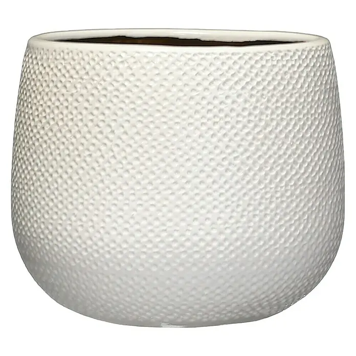 Cubremaceta redondo Gabriel - Dimensiones externas (Ø x Al): 18 x 16 cm, Blanco