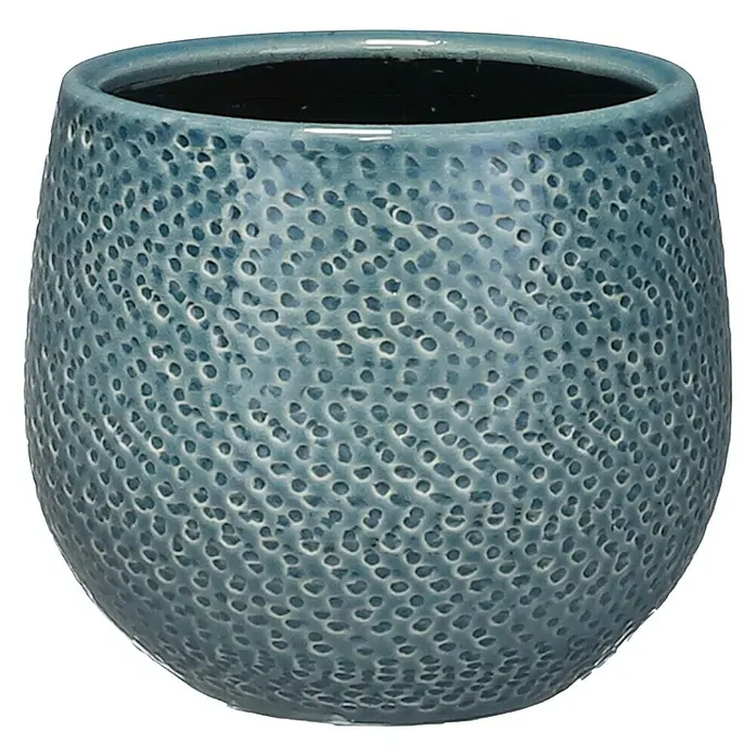 Okrugla tegla za biljke - Vanjska dimenzija (ø x V): 14 x 12 cm, Plave boje