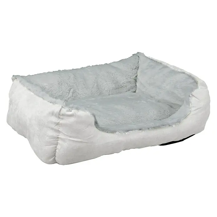 Beeztees Cama para gatos Baboo - 37 x 48 x 18 cm, Felpa, Blanco/gris