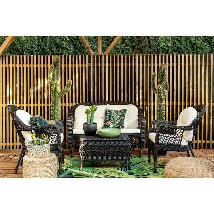 Sunfun Conjunto de muebles Savannah - 4 piezas, Marrón oscuro, Beige