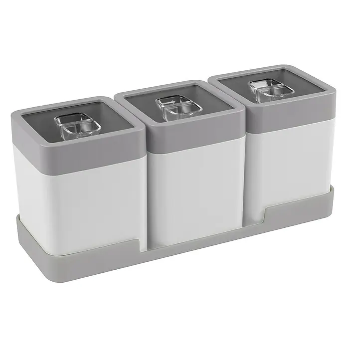 Sunware Vorratsdosen-Set Sigma Home DryFood m. Tray - L x B x H: 27,5 x 9,5 x 12 cm, Kunststoff, Grau/Weiß - Linke Seitenansicht