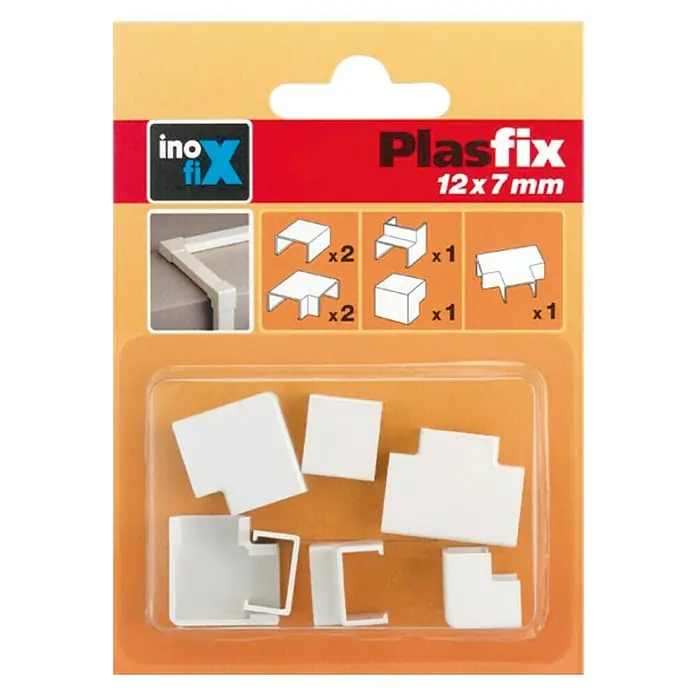 Inofix Plasfix Kit de accesorios para canaleta - Blanco, An x Al: 1,2 x 0,7 cm, 7 ud.