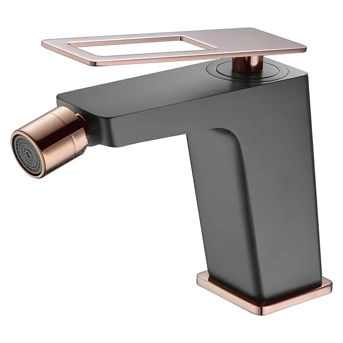 Imex Suecia Grifo monomando de bidé - Negro/Oro rosa