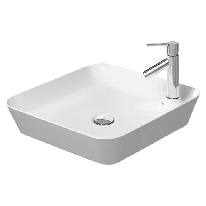 Duravit Cape Cod Aufsatzwaschbecken - 46 x 46 cm, Ohne Spezialglasur, Hahnloch: Rechts, Ohne Überlauf, Weiß - Vorderansicht