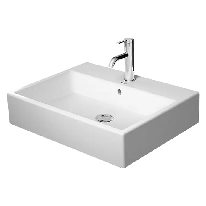 Duravit Vero Air Waschtisch - 60 x 47 cm, Ohne Spezialglasur, Hahnloch: Mitte, Mit Überlauf, Weiß, Ungeschliffen - Vorderansicht