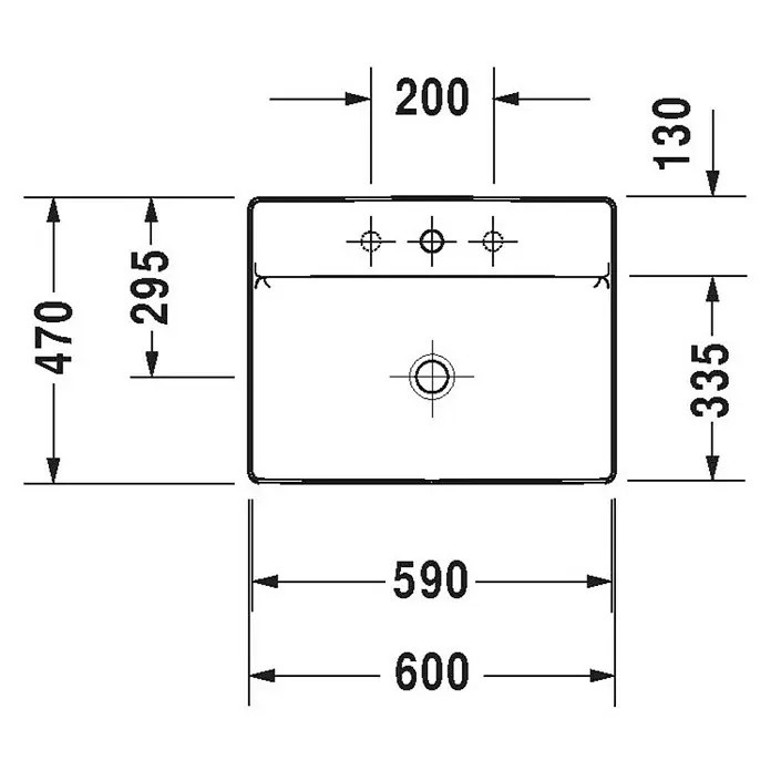 Duravit DuraSquare Aufsatzwaschbecken - 60 x 47 cm, Ohne Spezialglasur, Hahnloch: Ohne, Ohne Überlauf, Weiß