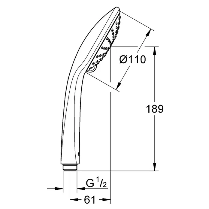 Grohe Handbrause Euphoria 110 - Anzahl Funktionen: 1 Stk., Chrom - Vorderansicht
