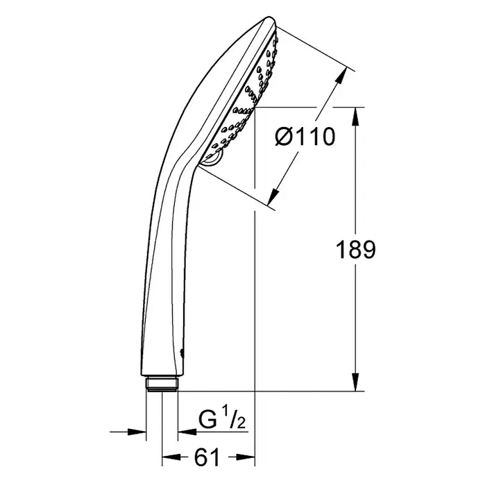Grohe Handbrause Euphoria 110 - Anzahl Funktionen: 2 Stk., 9,5 l/min bei 3 bar, Chrom - Vorderansicht