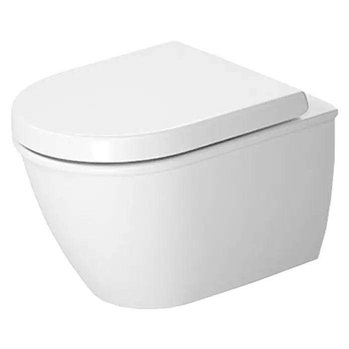 Duravit Darling New Wand-WC Compact - Mit Spülrand, Mit antibakterieller Glasur, Spülform: Tief, WC Abgang: Waagerecht, Weiß - Vorderansicht