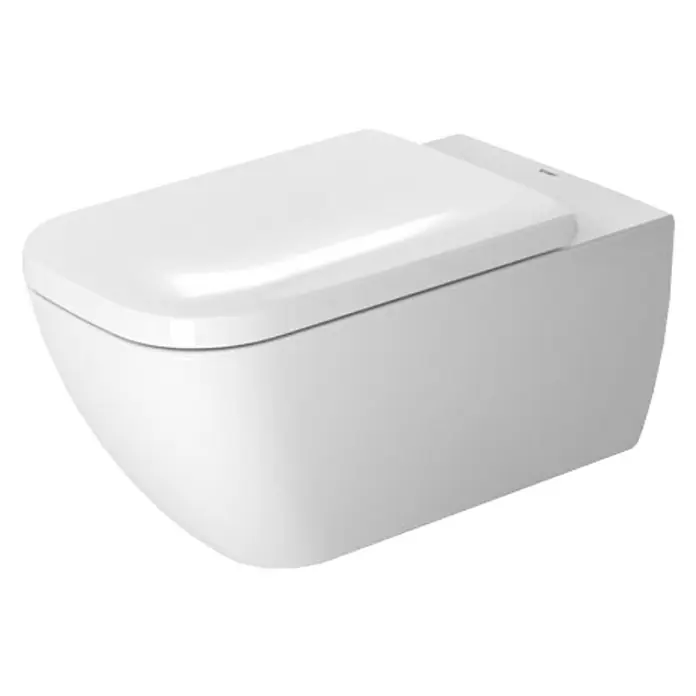 Duravit Happy D.2 Wand-WC Typ 3 - Spülrandlos, Mit schmutzabweisender Glasur, Spülform: Tief, WC Abgang: Waagerecht, Weiß - Vorderansicht
