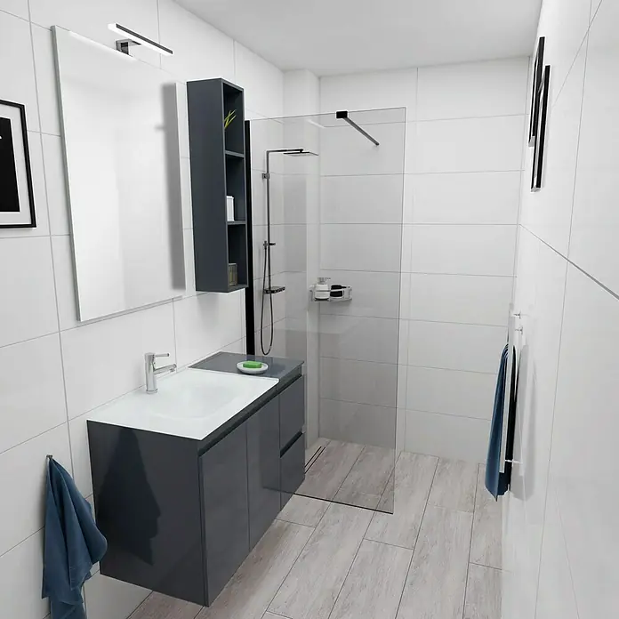 Camargue Espacio Badmöbel-Set H25 - 90 cm, Gama anthrazit glänzend - Stimmungsaufnahme