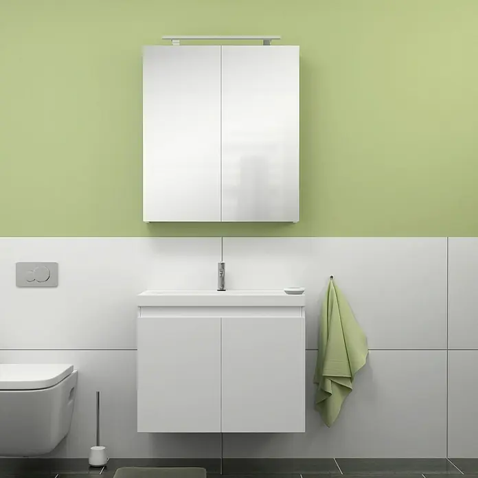 Camargue Espacio Kupaonski ormarić za nasadni umivaonik - 80 x 46 x 60 cm, 2 vrata, Gama bijela mat - Živopisni prikaz