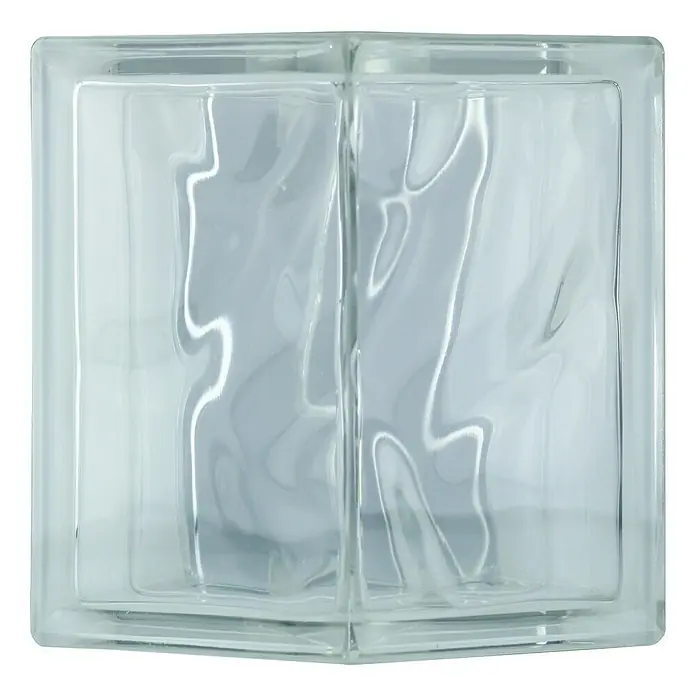 Fuchs Design Bloque de vidrio Terminación - Claro, Nube, 19 x 13,2 x 8 cm - Vista frontal