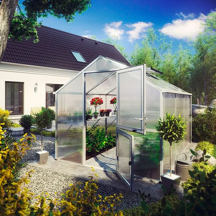 KGT Gewächshaus Tulpe IV - Polycarbonat, Glasstärke: 16 mm, Moosgrün
