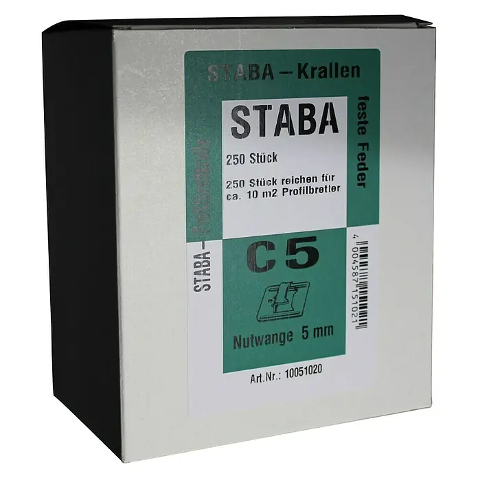 Staba Profilbrettkrallen C 5 - Stärke Nutwange: 5 mm, 250 Stk. - Linke Seitenansicht